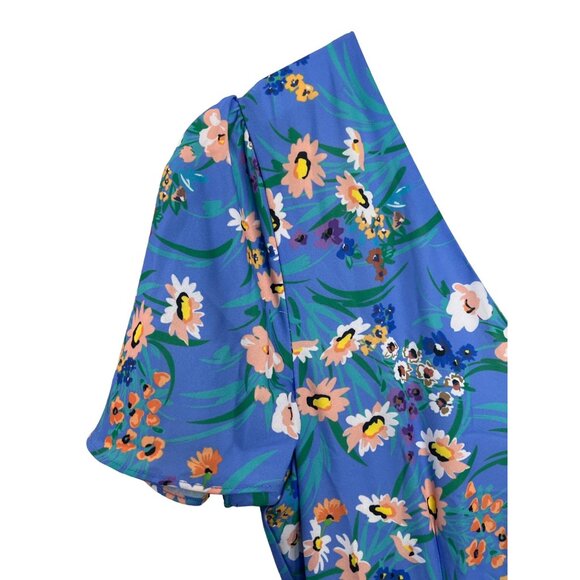 LaRoque Blue Floral Midi Dress XS NWT Ruffle Hem Romantic Cottagecore Boho - Picture 7 of 9